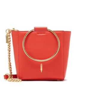 Thacker New York Le Bucket Mini Siren Red Leather Gold Ring Handle crossbody Bag